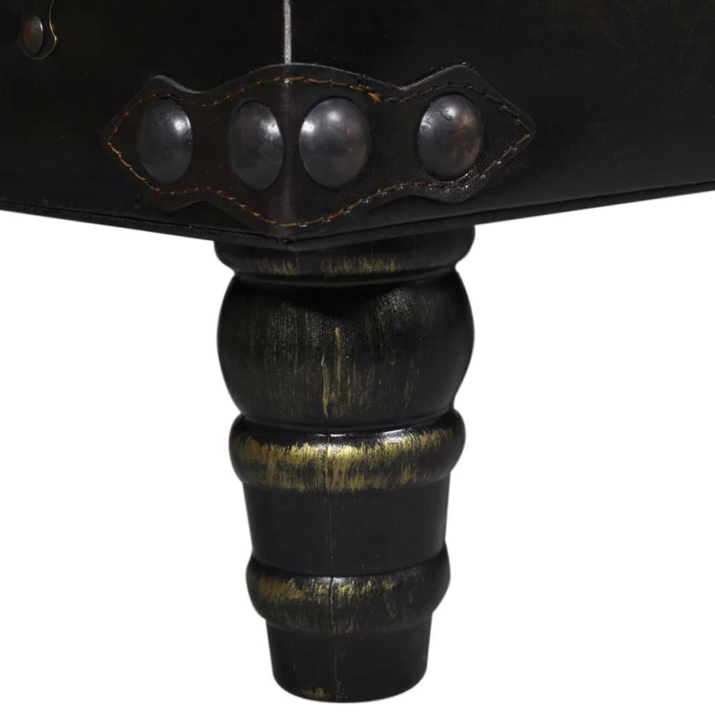 Dark Brown Storage Bench with Tufted Faux Leather Upholstery