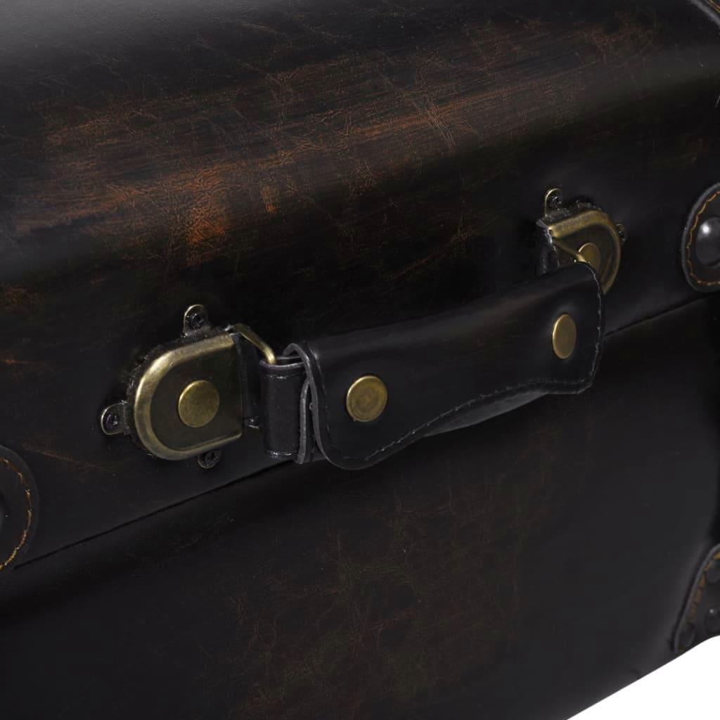 Dark Brown Storage Bench with Tufted Faux Leather Upholstery