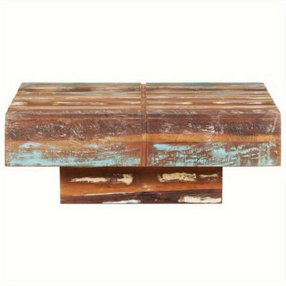 Elegant Coffee Table - 80x80x28 cm Wood Pedestal Base(Brown)