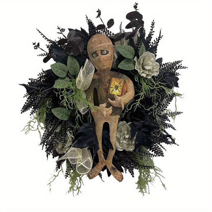 Spooky Mummy Halloween Wreath for Door and Indoor