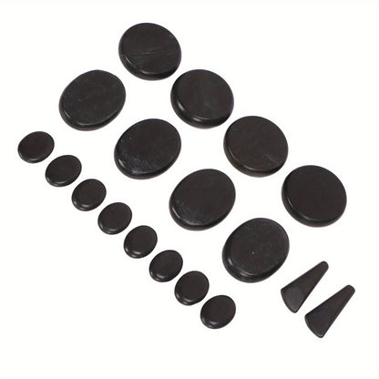 18pcs Heated Basalt Massage Stones with Warmer Box(Black)