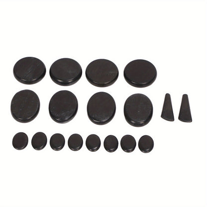 18pcs Heated Basalt Massage Stones with Warmer Box(Black)