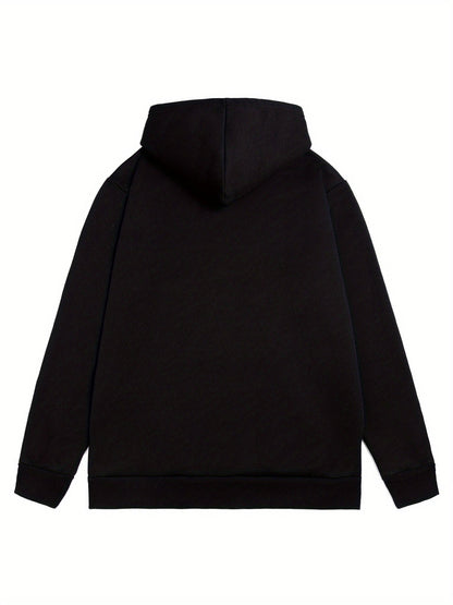 Bowl-Wearing Figure Graphic Hoodie