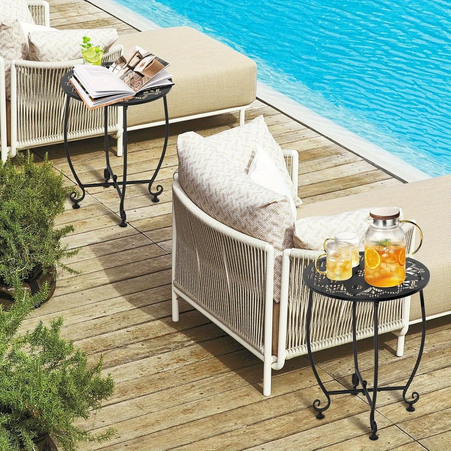 2-Pack Cast Iron Patio Side Tables
