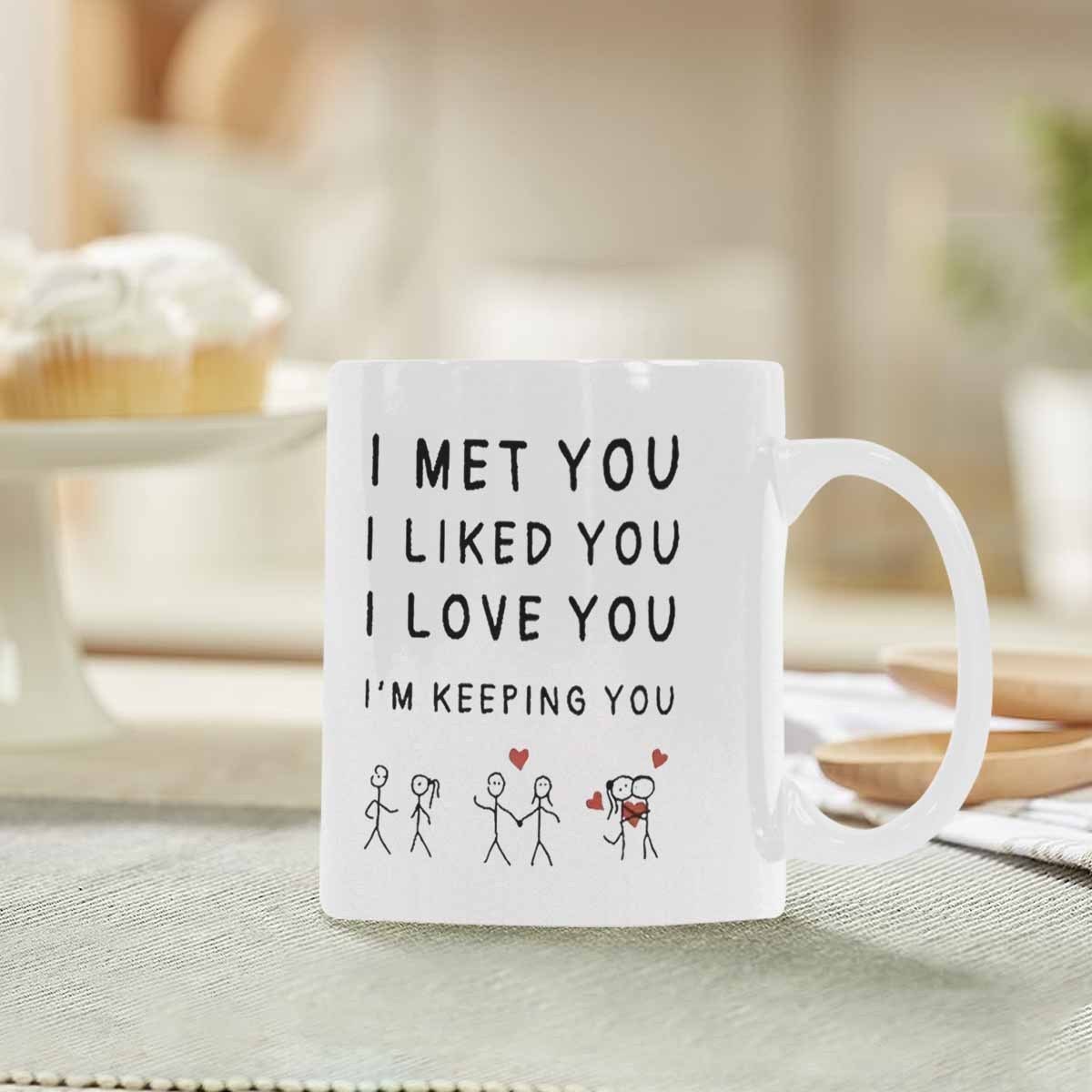 3D Ceramic Coffee Mug with Romantic Quote for Couples