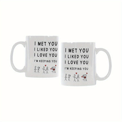 3D Ceramic Coffee Mug with Romantic Quote for Couples