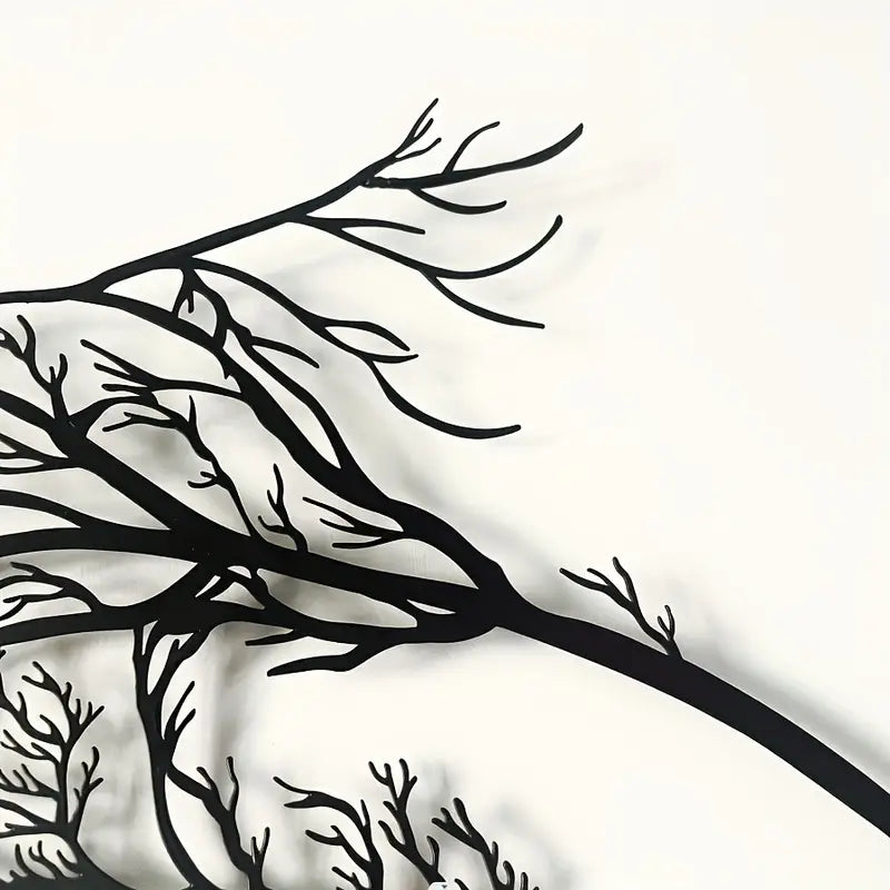 Iron Horse Branch Wall Decoration - Elegant Metal Animal Silhouette Craft