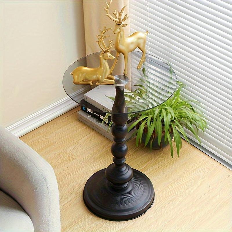 Corner Table Round Minimalist Side Table (Black)