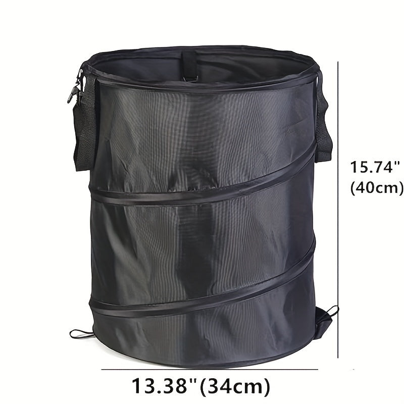 Black Portable Foldable Trash Can with Carry Handle