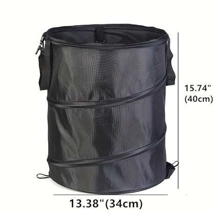 Black Portable Foldable Trash Can with Carry Handle