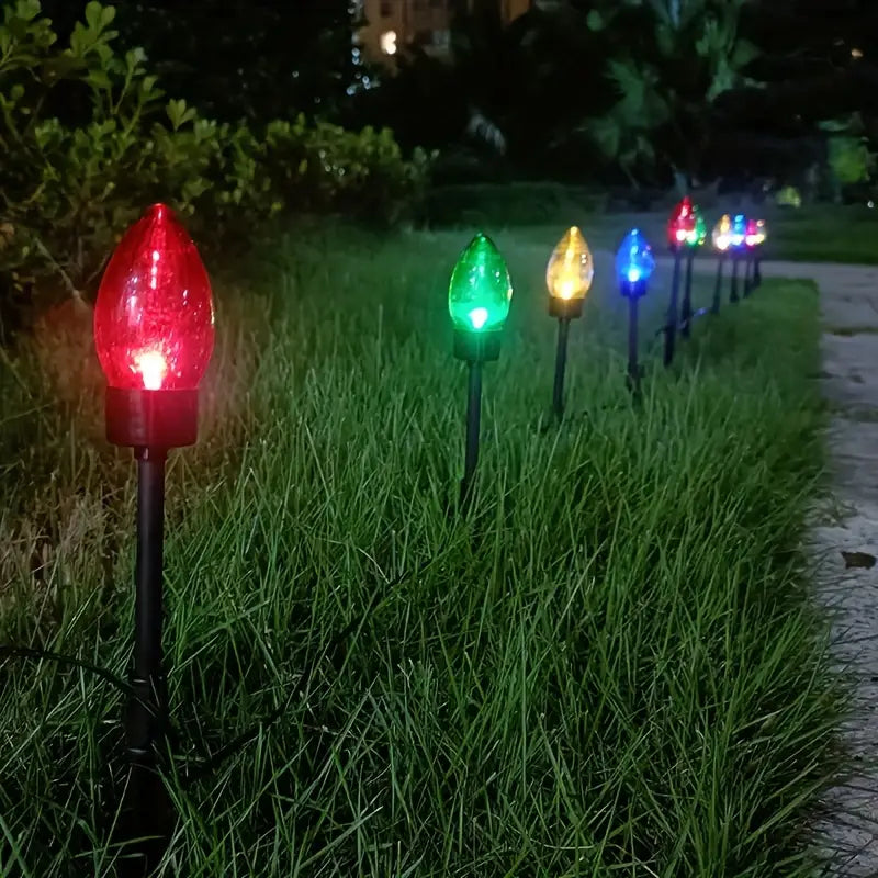 Solar C9 Pointed Bubble Color Lawn Lights - 12-in-1 Pack