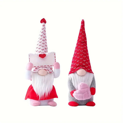 Valentine's Day Gnome Plush Doll Decorations - Set of 2