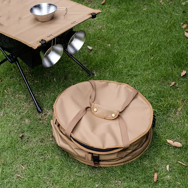 Khaki Portable Collapsible Rubbish Bin: Perfect for Outdoor Adventures