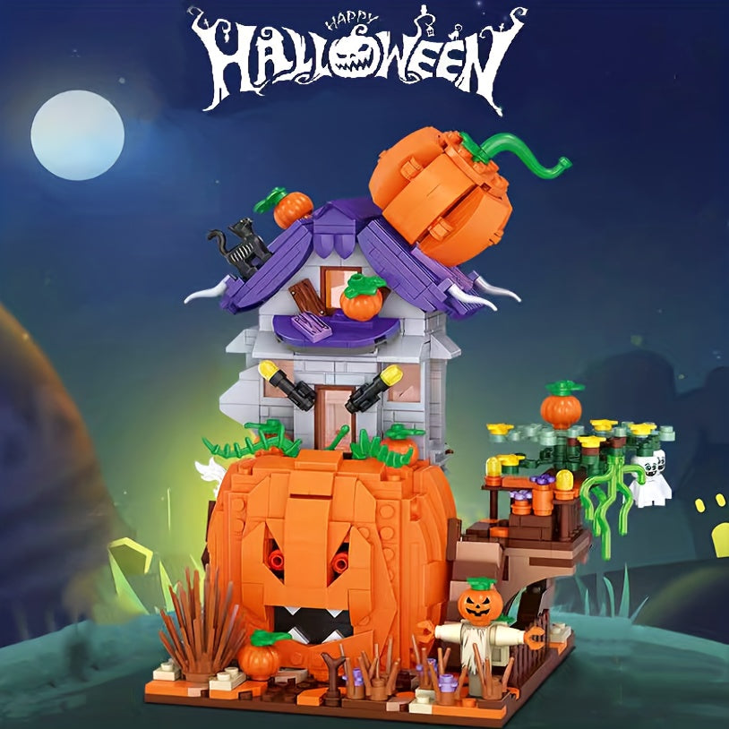 Spooky Pumpkin House Mini Building Brick Toy