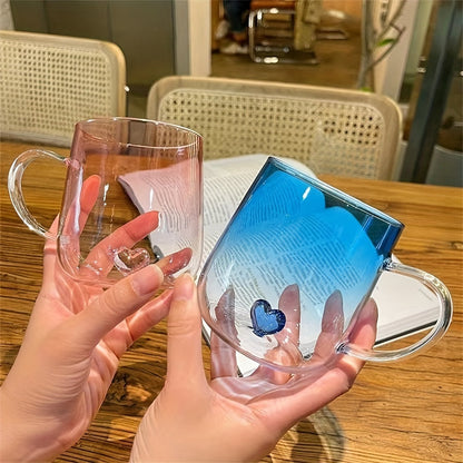 Heart Patterned Glass Couples Mugs Set