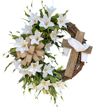 Easter Wreath with Cross Religious Garland