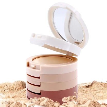5-in-1 Concealer, Contour, Bronzer Makeup Powder, Oil Control Setting Powder With Puff And Mirror, Long Lasting And Waterproof