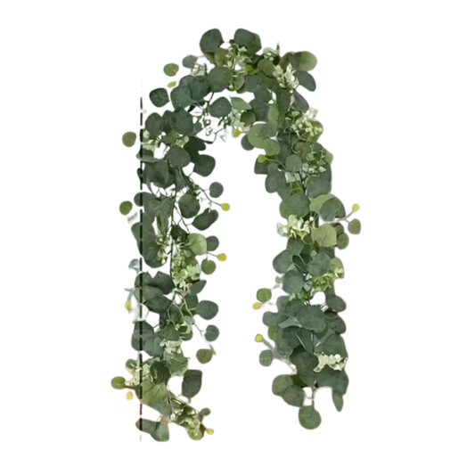 Christmas Garland with 14pcs Faux Greenery Vine Decor