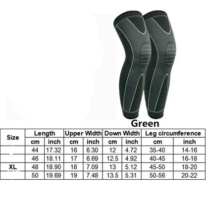 2Pcs Full Length Knee Support Compression Sleeve XL Green