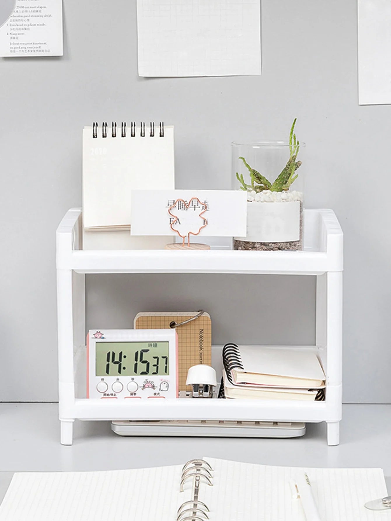 Double Layer Storage Rack for Desk Organization