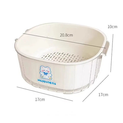 2-in-1 Double-Layer Vegetable & Fruit Washing Basket