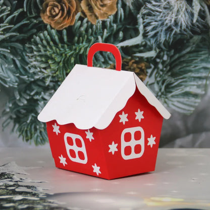 1Pcs Christmas Candy Boxes Red House Cookie Biscuit Packing Paper