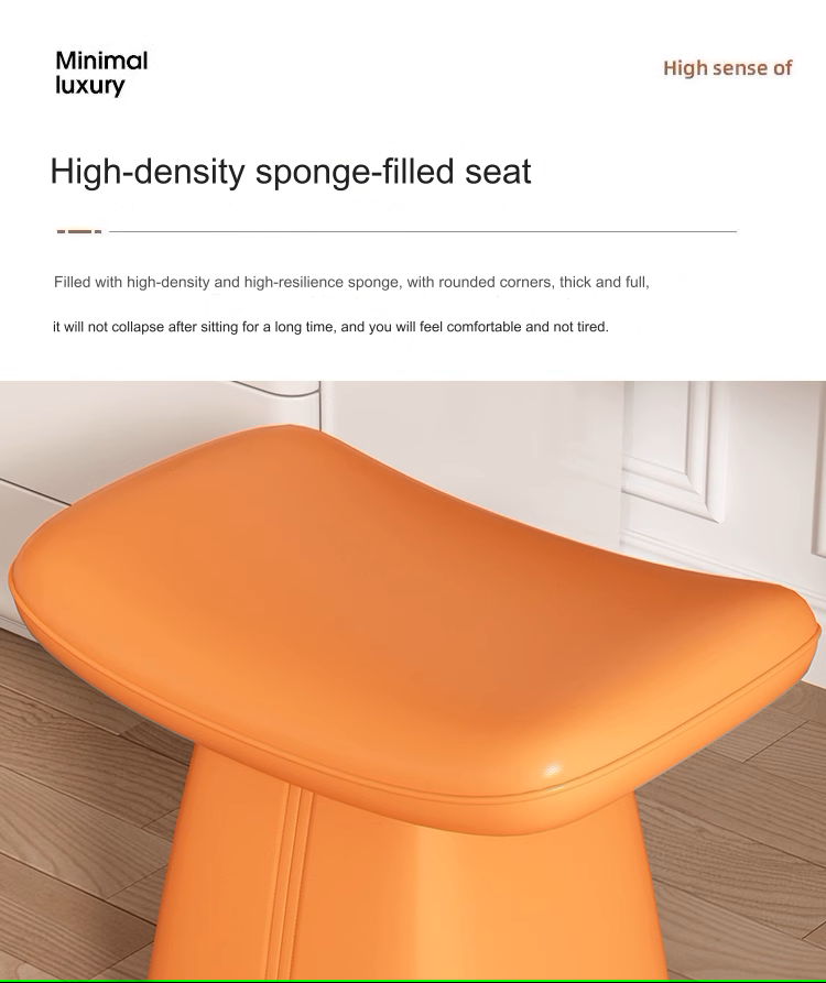 Vibrant Orange Leather Changing Stool