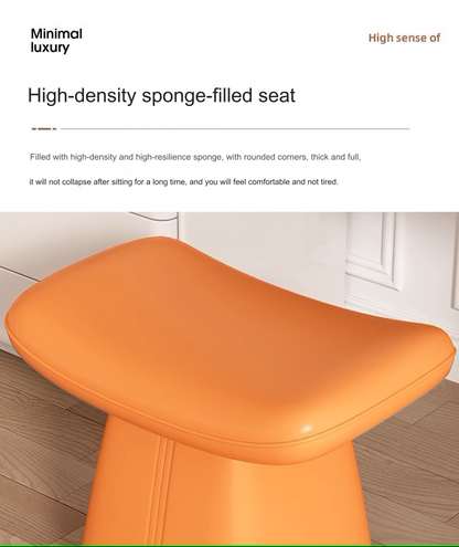 Vibrant Orange Leather Changing Stool