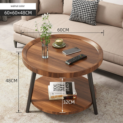 Nordic Walnut Double-Layer Coffee Table