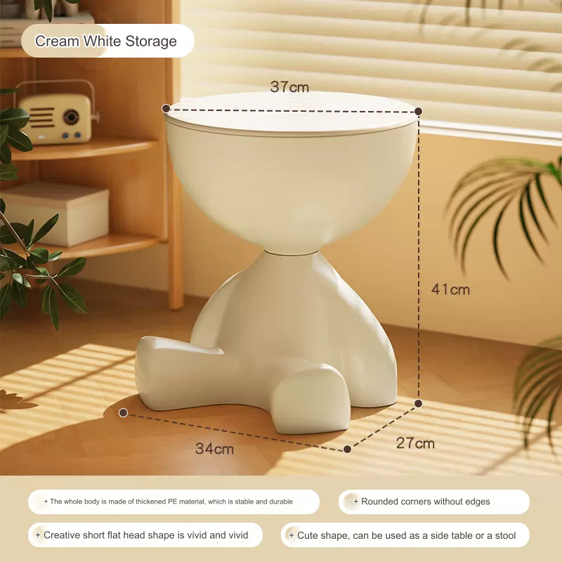 Cream White Creative Storage Side Table - 41cm Height