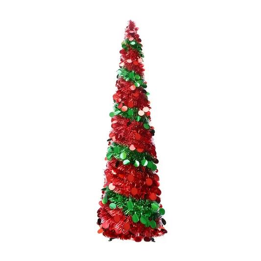 Red Green Sequin Tinsel Christmas Tree