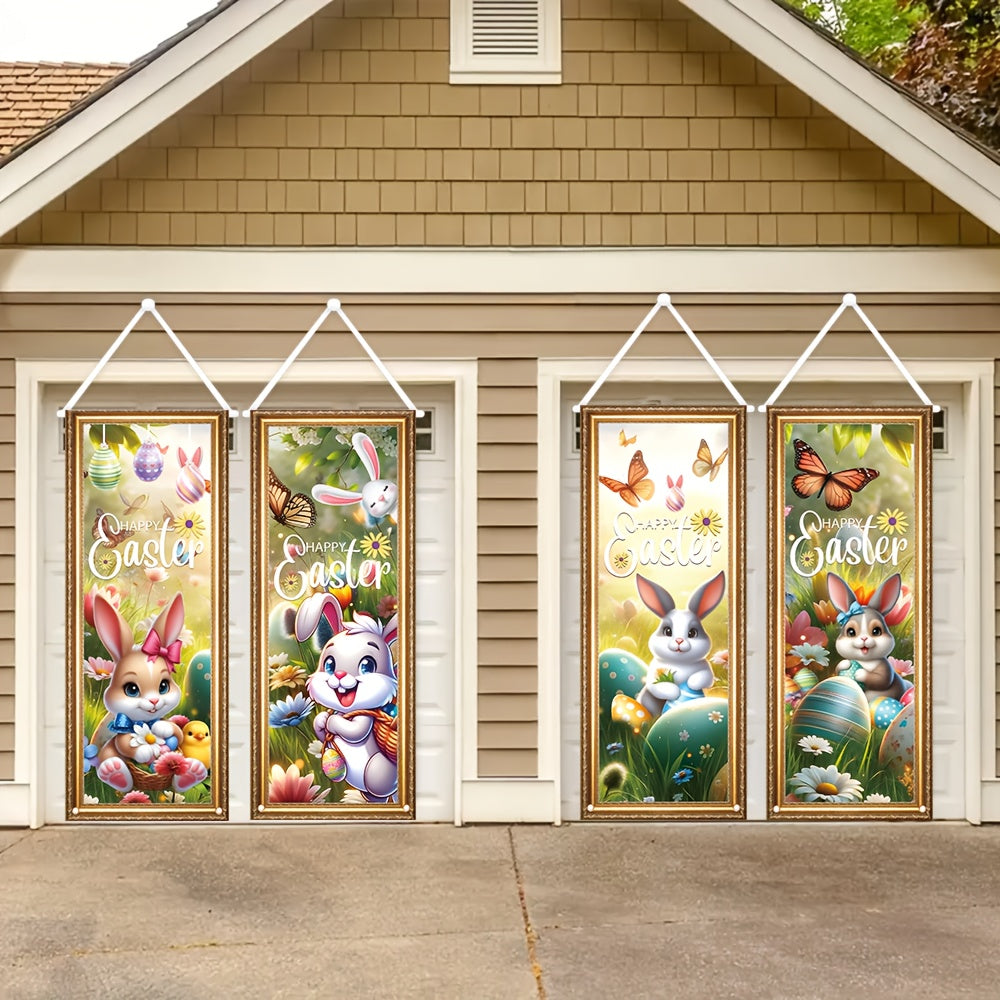 4pcs Easter Decorative Flags Set for Yard and Porch