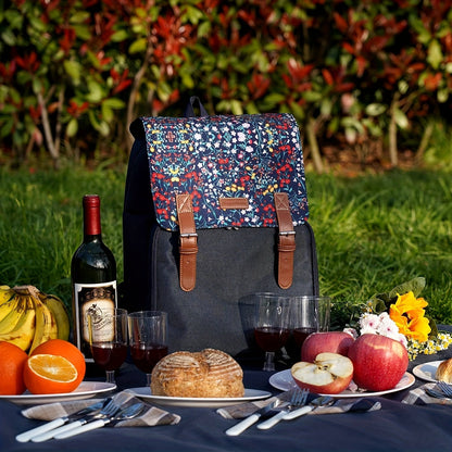 Insulated Picnic Backpack Set for 4 with Blanket