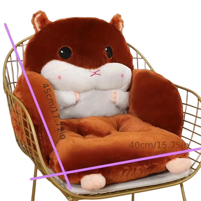 Cuddly Hamster-Shaped Seat Cushion - Dark Brown, 45cm x 40cm