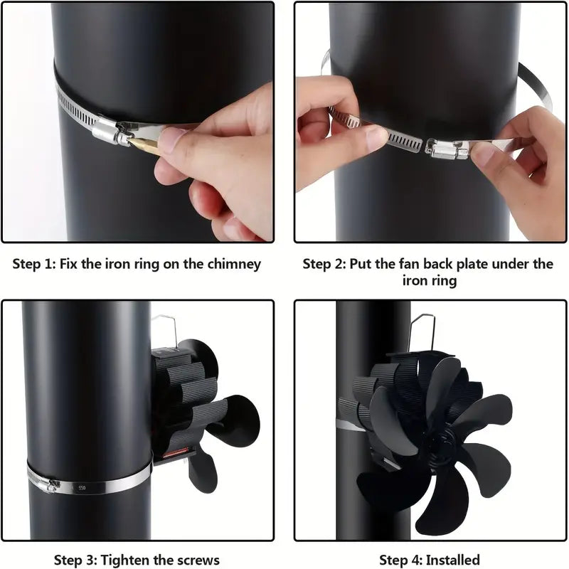 6-Blade Wood Stove Fan - Upgrade Chimney-Bundled Type