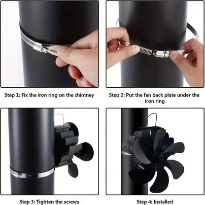 6-Blade Wood Stove Fan - Upgrade Chimney-Bundled Type