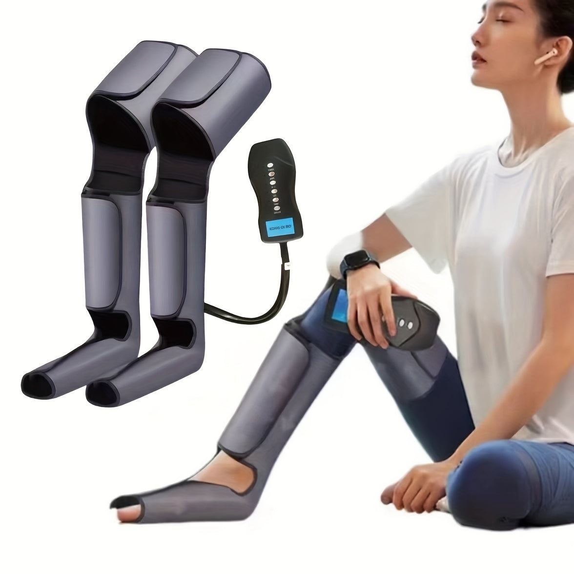 USB-Powered Electric Leg & Foot Massager with Air Compression(Grey)