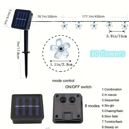 Decorative Solar Flower Lights - Illuminate Your Outdoor Space with 30 Fairy Cherry Flowers