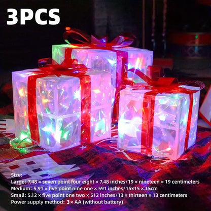 Twinkling Trio: Christmas Lighted Gift Box Set