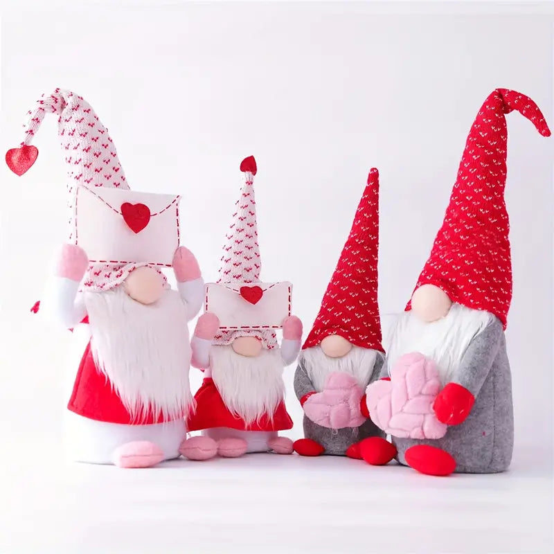 Valentine's Day Gnome Plush Doll Decorations - Set of 2