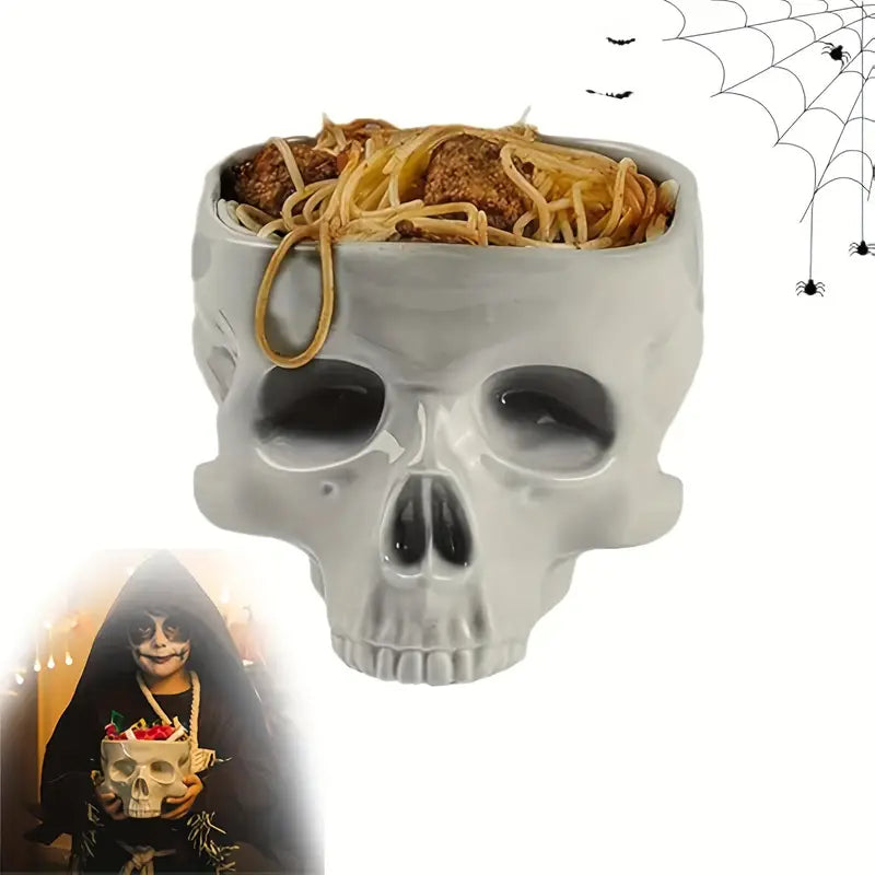 Skull Serving Bowl - Vintage Gothic Table Decor