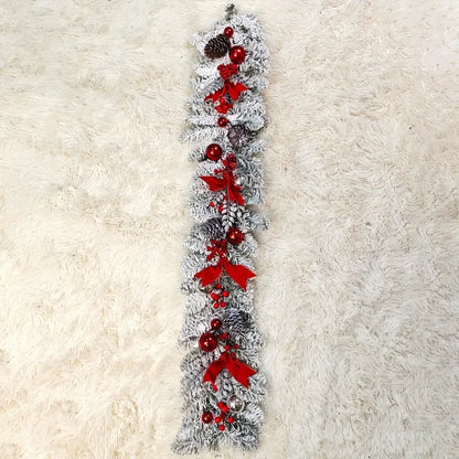 Christmas Flocking Wreath Door Hanging - Rattan Reverse Hanging Tree Decoration