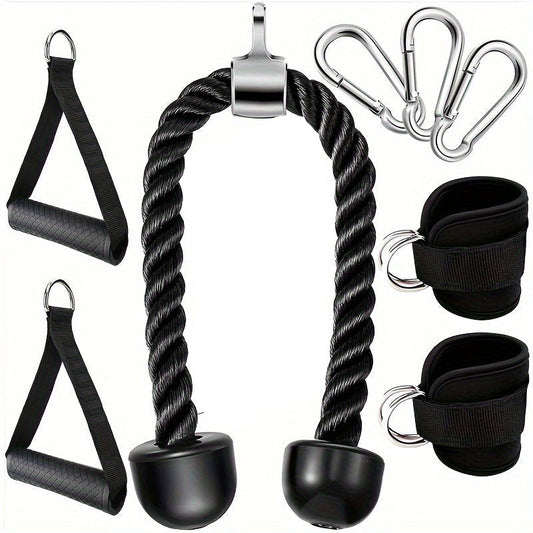 Tricep Rope Set Gym Pulley Accessories (8PCS)