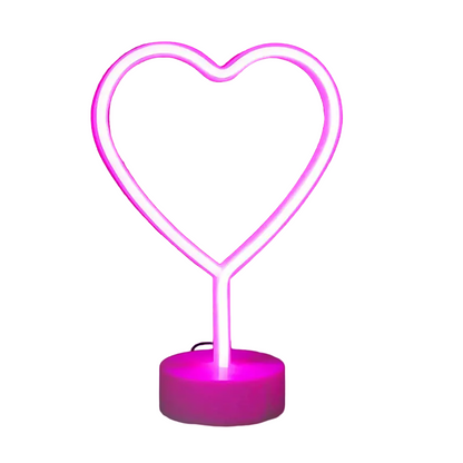 Neon Heart Light: LED Neon Signs Night Light(Pink) - Heart-Shaped Light with Holder Base