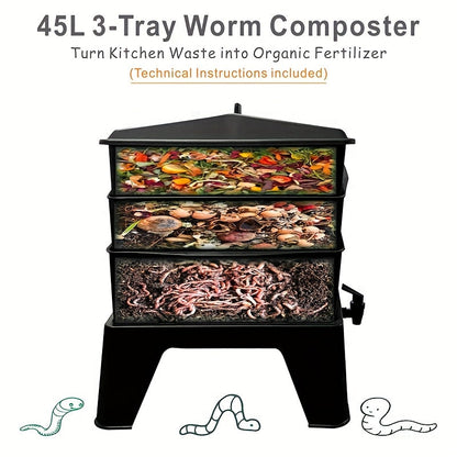 Worm Composting Bin 3-Tier Waste Converter