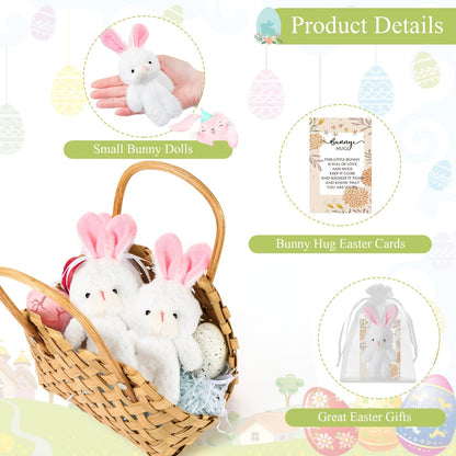 6-Pack Mini White Bunny Gifts with Hug Cards