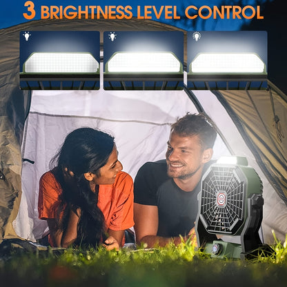 Rechargeable Camping Fan with LED & Hook