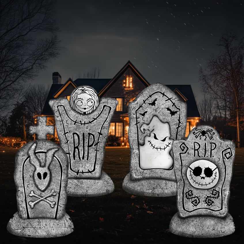 2D Halloween Tombstone Yard Decorations (Set of 4)