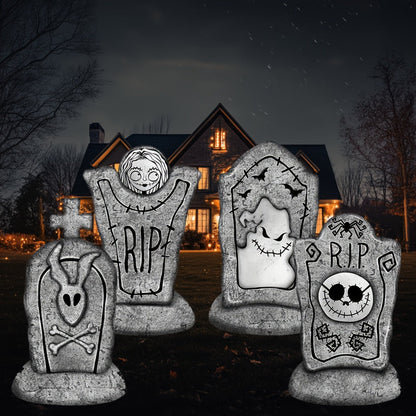 2D Halloween Tombstone Yard Decorations (Set of 4)