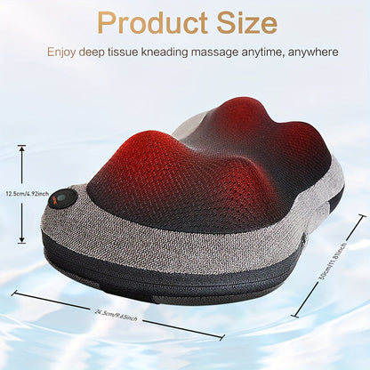 Electric Shiatsu Massage Pillow with Heat – Deep Tissue Kneading(Grey)